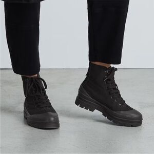 Everlane Black Canvas Utility Boot Shoes Women’s SZ 8 Chunky Lug Sole